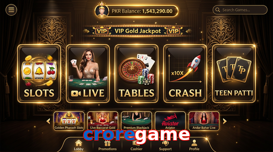 Main screen of Croregame casino page for PK players